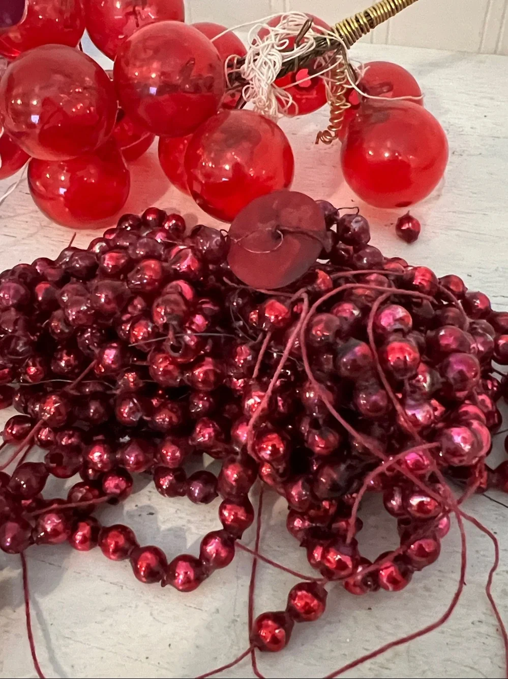 Lot Vintage Mercury glass garland balls for repurposing